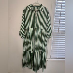 Maeve Bettina Dress NWT - Green and White Stripe